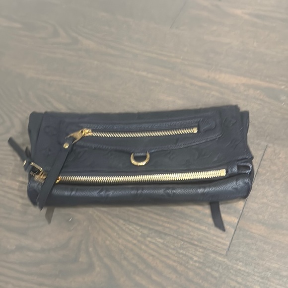 Louis Vuitton Navy Blue Leather Clutch with Gold Accents - Picture 1 of 8